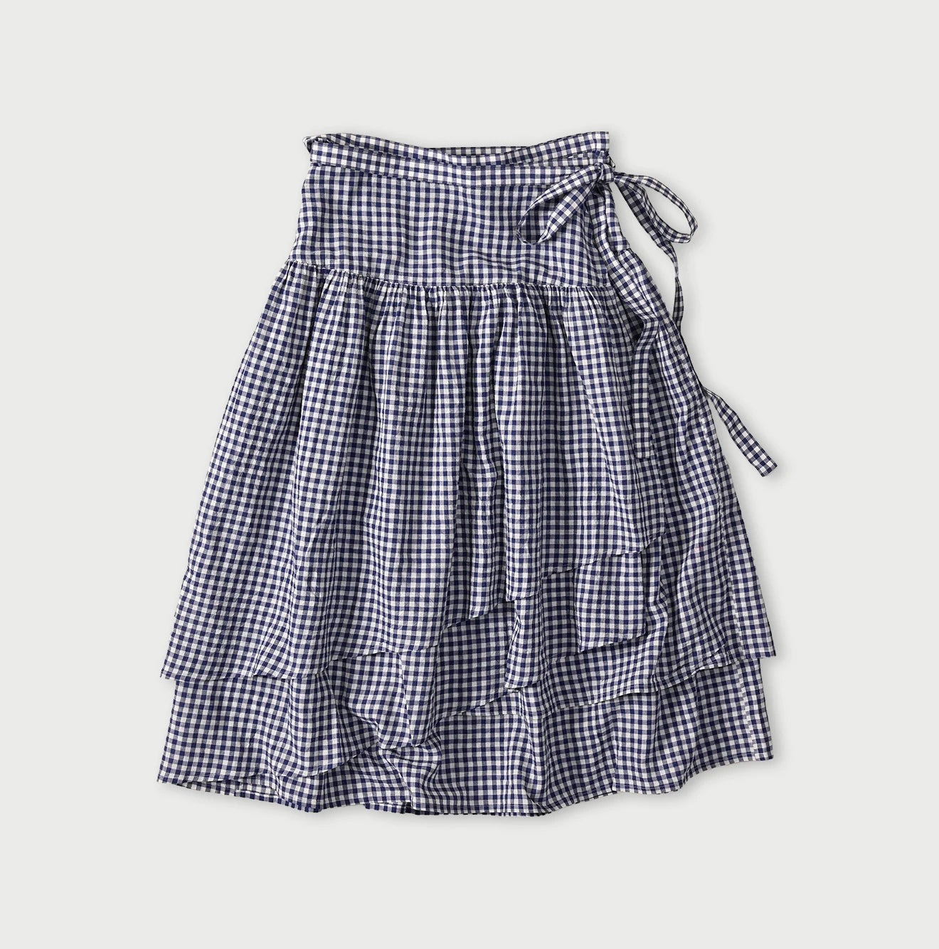 45R Gauze Gingham Wrap Frill Skirt - Image 3