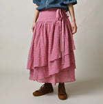 45R Gauze Gingham Wrap Frill Skirt
