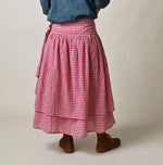 45R Gauze Gingham Wrap Frill Skirt