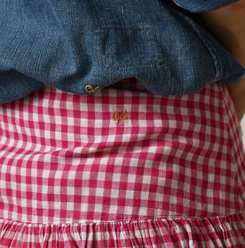 45R Gauze Gingham Wrap Frill Skirt - Image 13