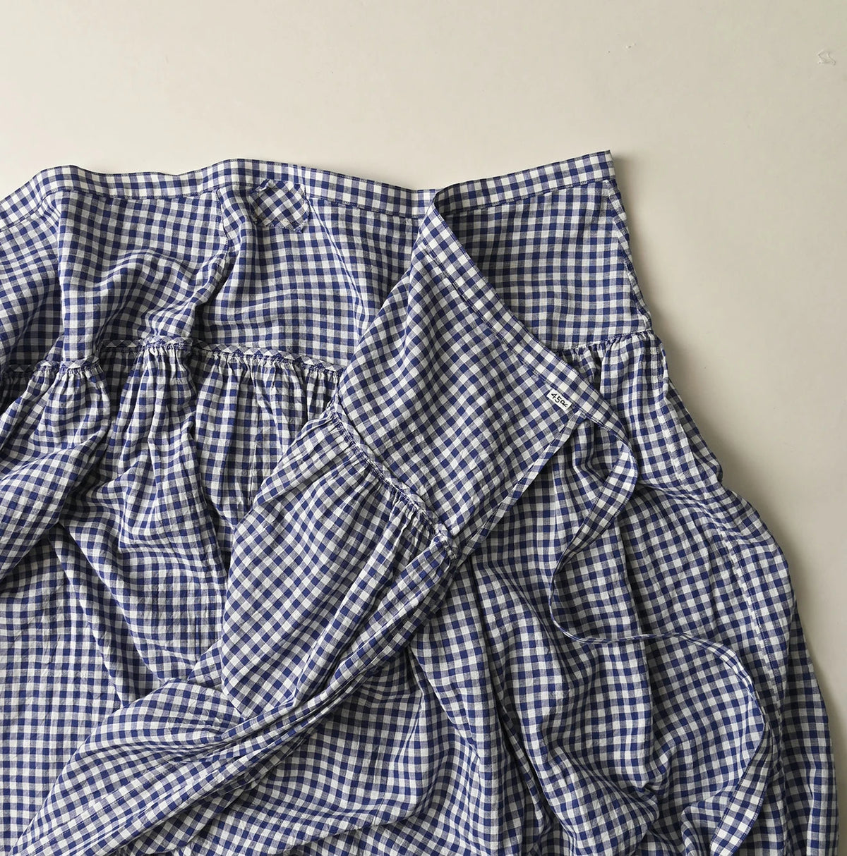 45R Gauze Gingham Wrap Frill Skirt