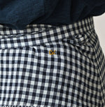 45R Indigo Gauze Gingham Wrap Frill Skirt