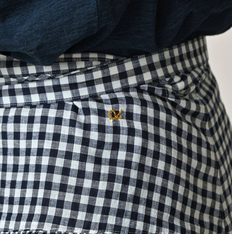 45R Indigo Gauze Gingham Wrap Frill Skirt - Image 10