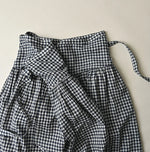 45R Indigo Gauze Gingham Wrap Frill Skirt