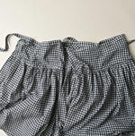 45R Indigo Gauze Gingham Wrap Frill Skirt
