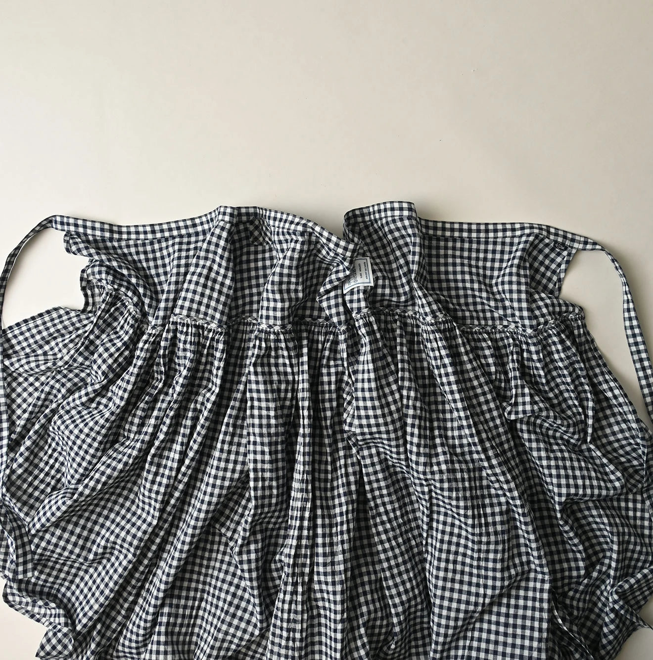 45R Indigo Gauze Gingham Wrap Frill Skirt