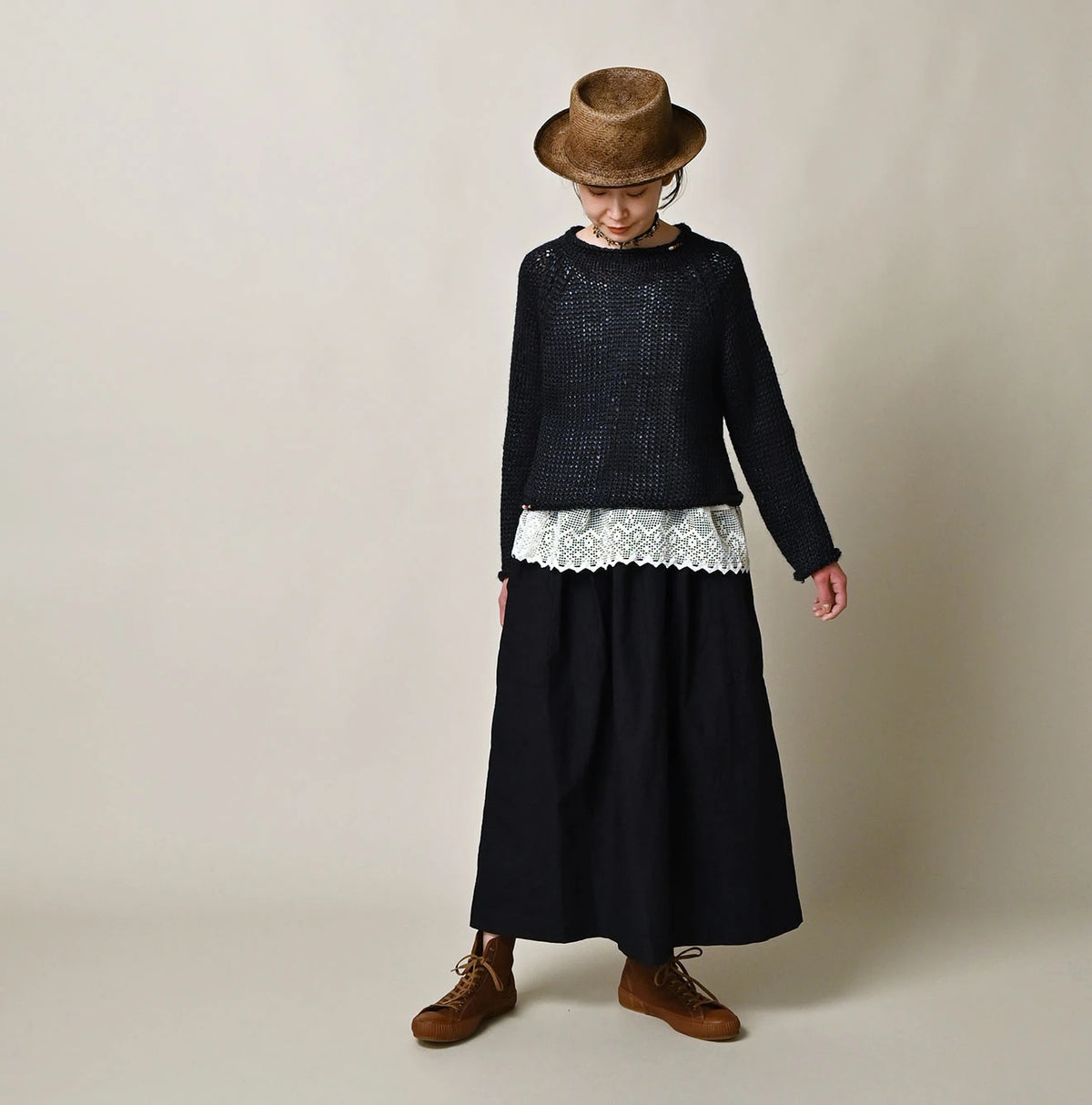 45R Indigo Batiste Easy Apron Skirt