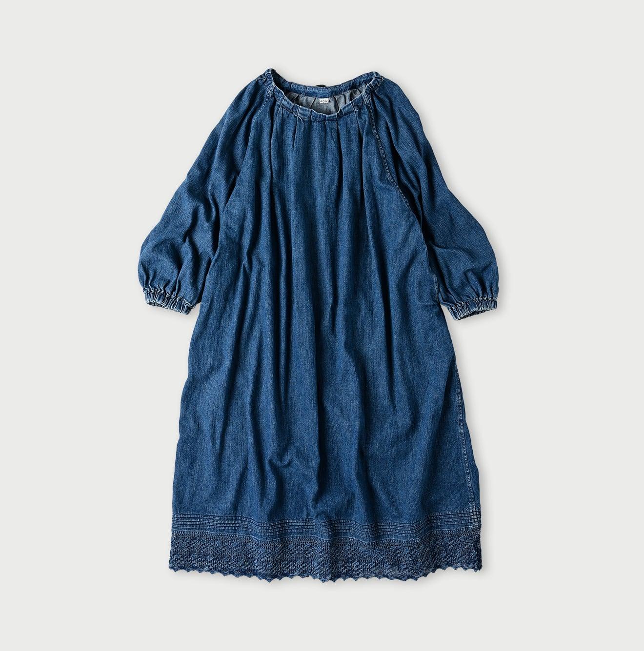 45 Petit Denim Lace Tuck Dress - 45R by 45rpm studio