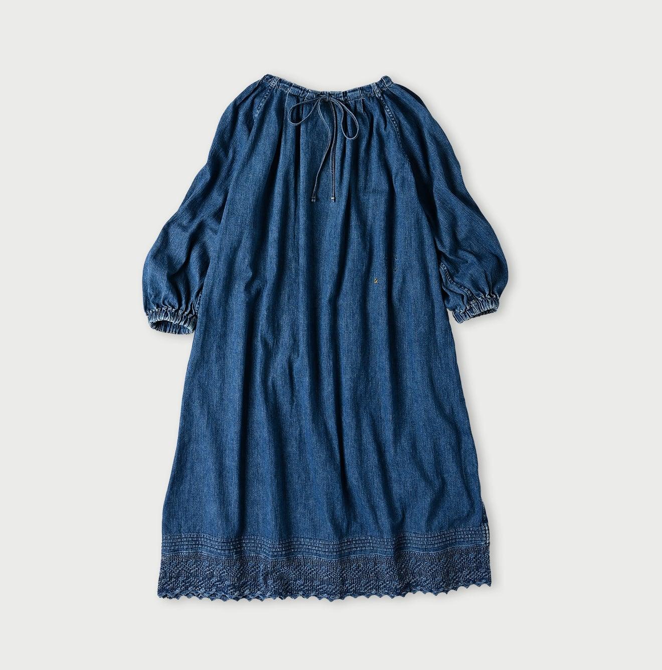 45 Petit Denim Lace Tuck Dress - 45R by 45rpm studio