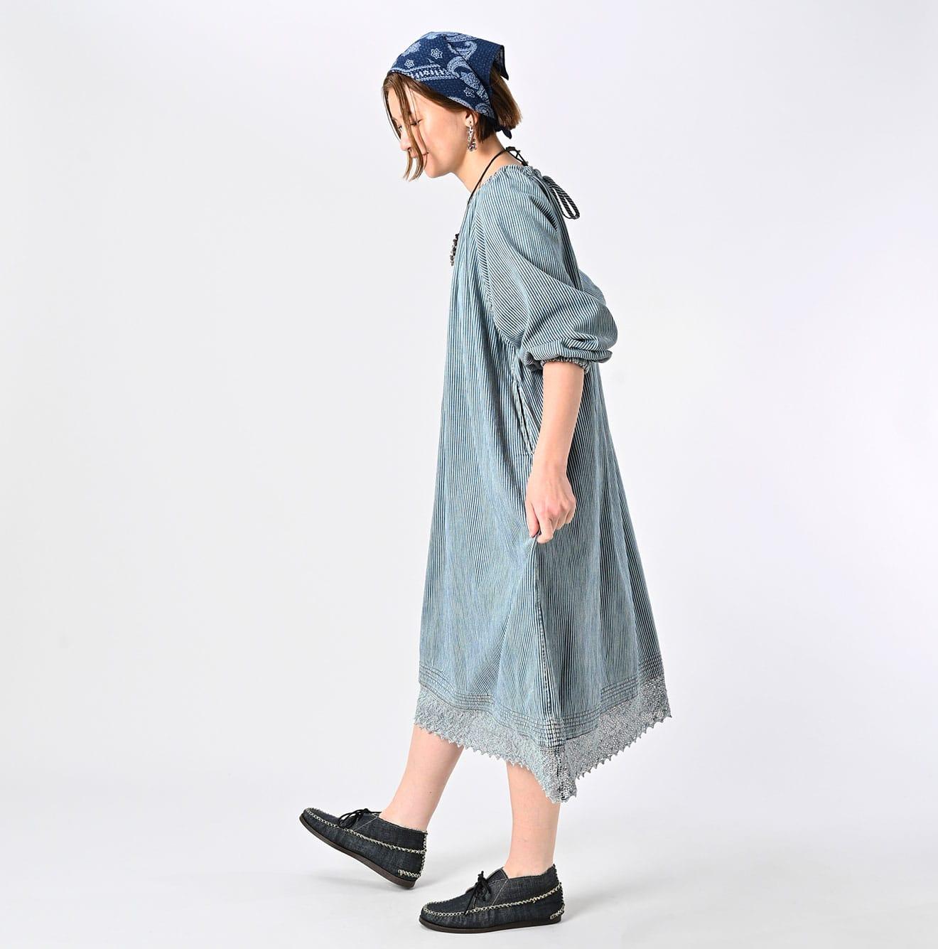 45 Petit Denim Lace Tuck Dress - 45R by 45rpm studio