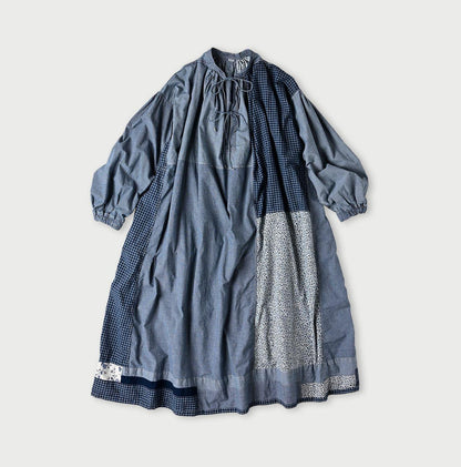 Indigo Patchwork Smocking Dress - 45R by 45rpm studio