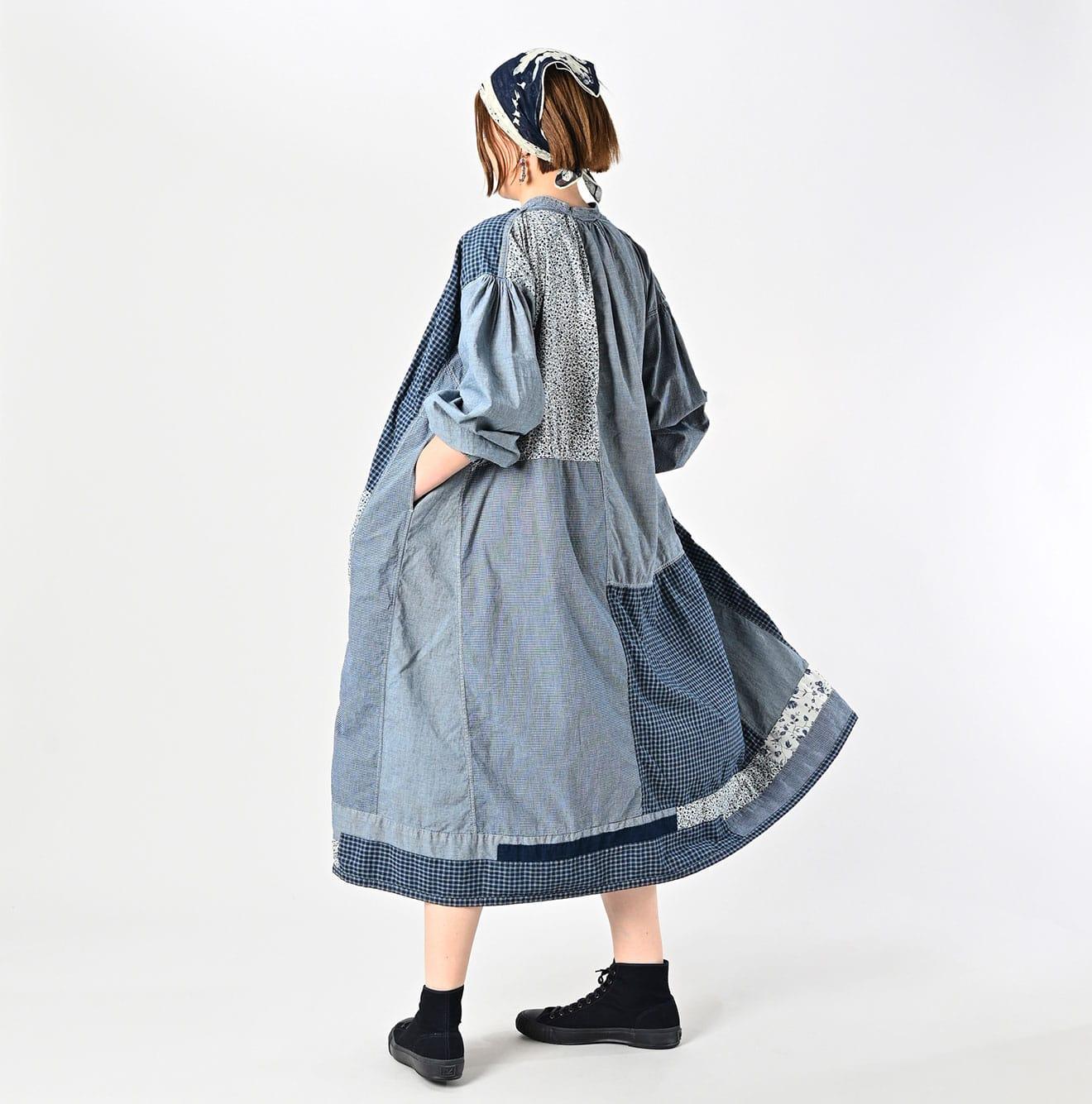 Indigo Patchwork Smocking Dress - 45R by 45rpm studio