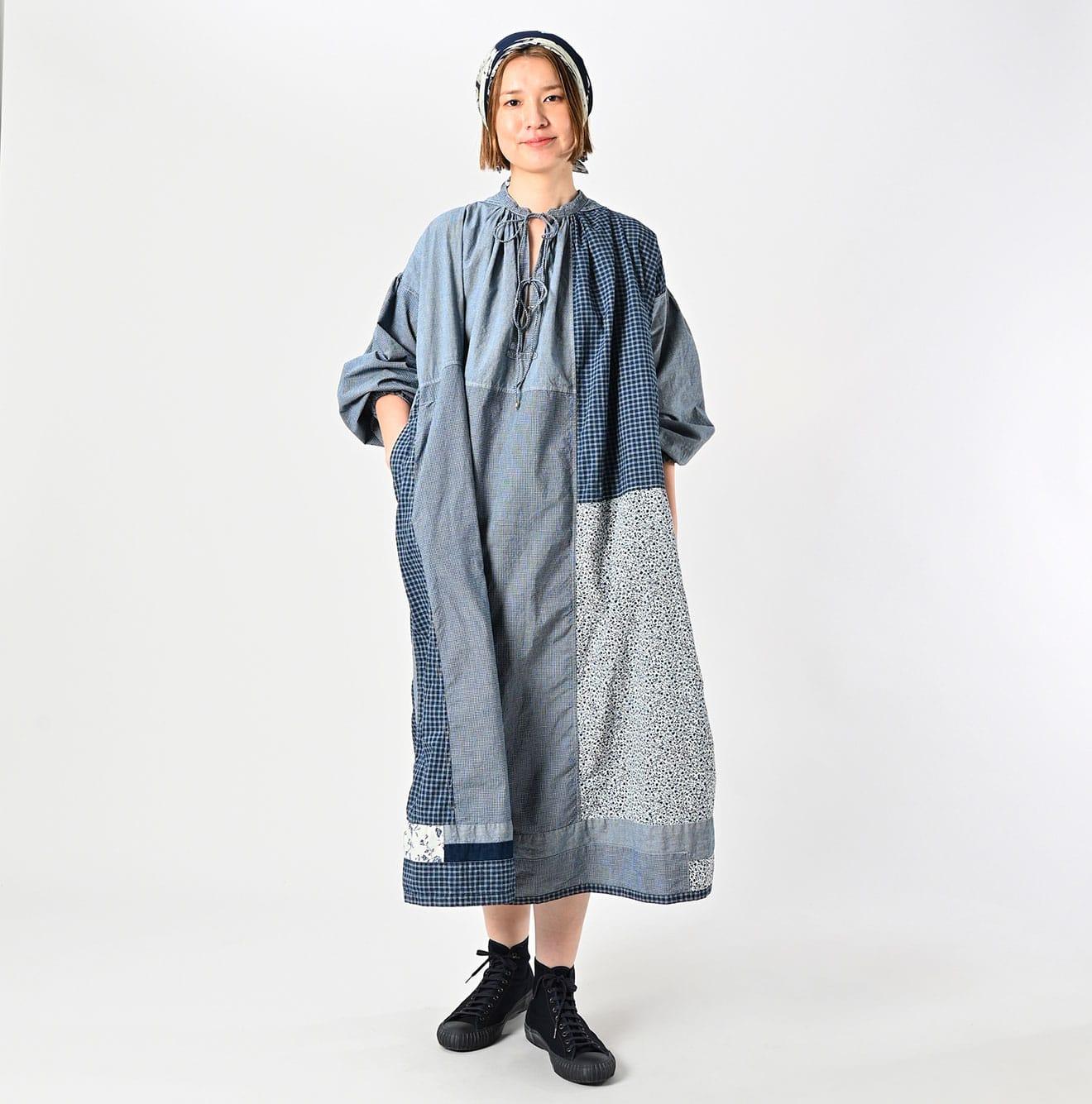 Indigo Patchwork Smocking Dress - 45R by 45rpm studio