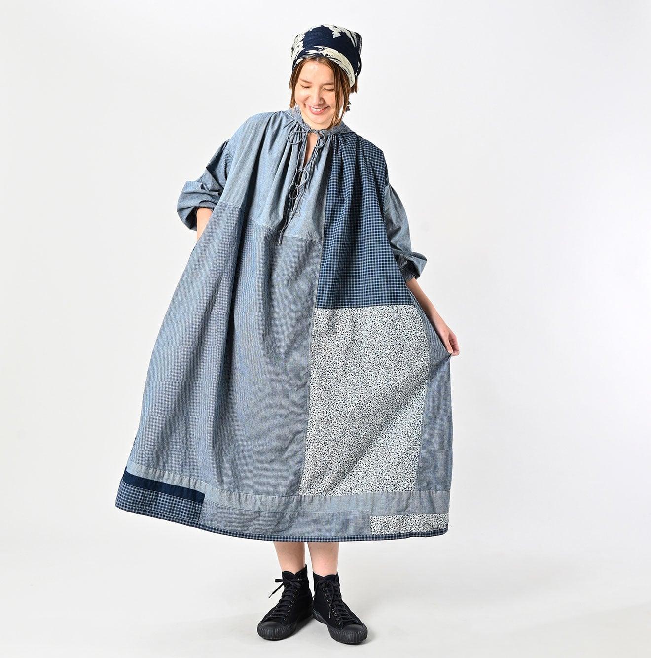 Indigo Patchwork Smocking Dress - 45R by 45rpm studio