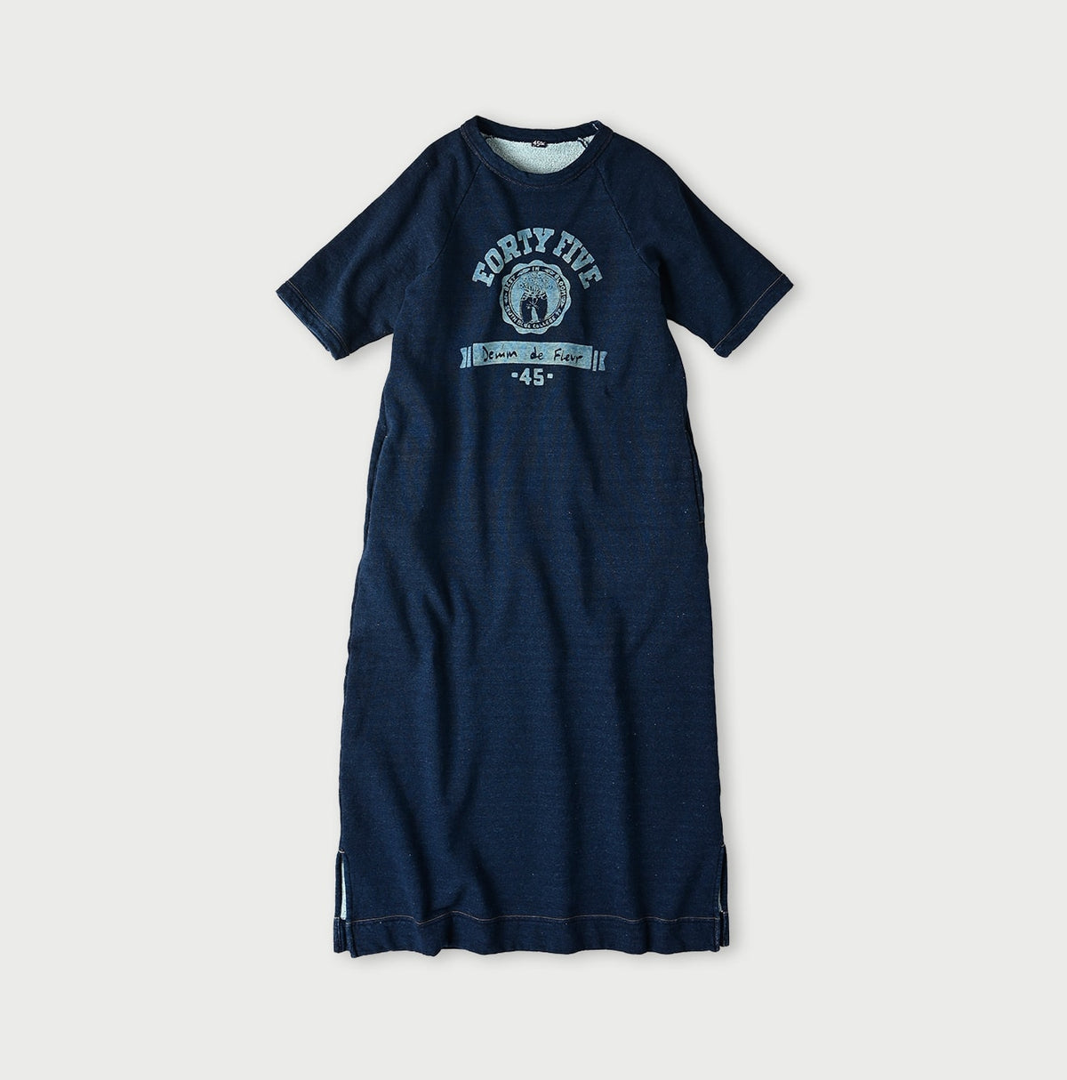 45R Indigo Cotton Gauze Fleece College Dress