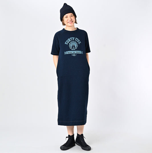 45R Indigo Cotton Gauze Fleece College Dress