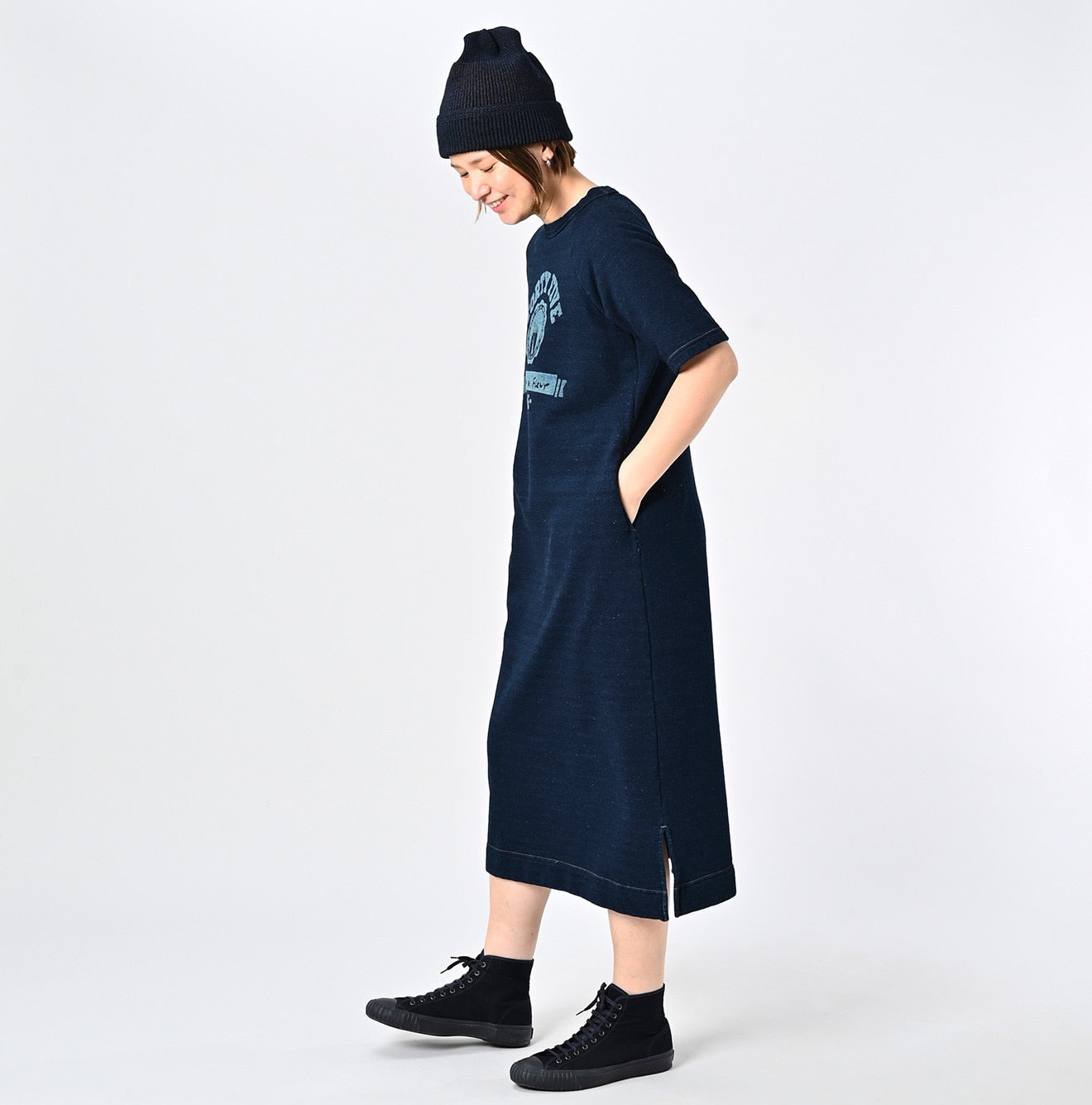 45R Indigo Cotton Gauze Fleece College Dress