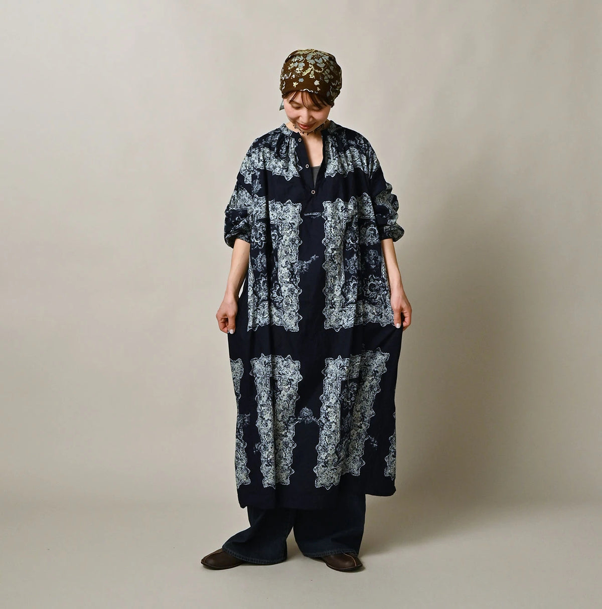 Indigo Khadi Bandana Paisley Smock Dress