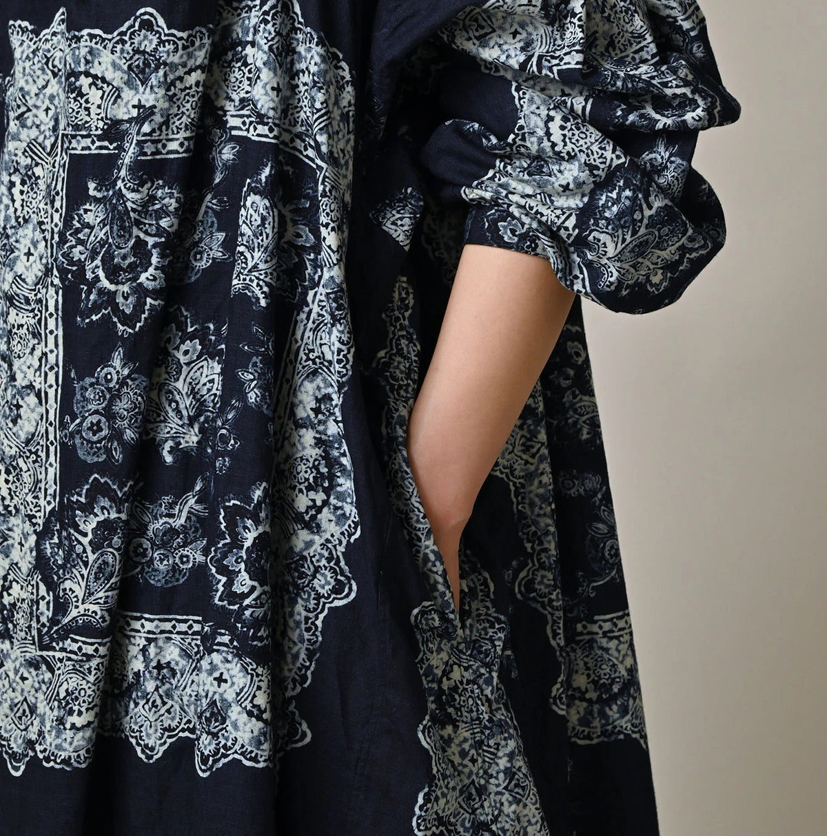 Indigo Khadi Bandana Paisley Smock Dress