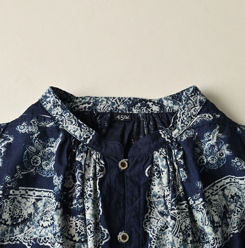 Indigo Khadi Bandana Paisley Smock Dress - Image 12