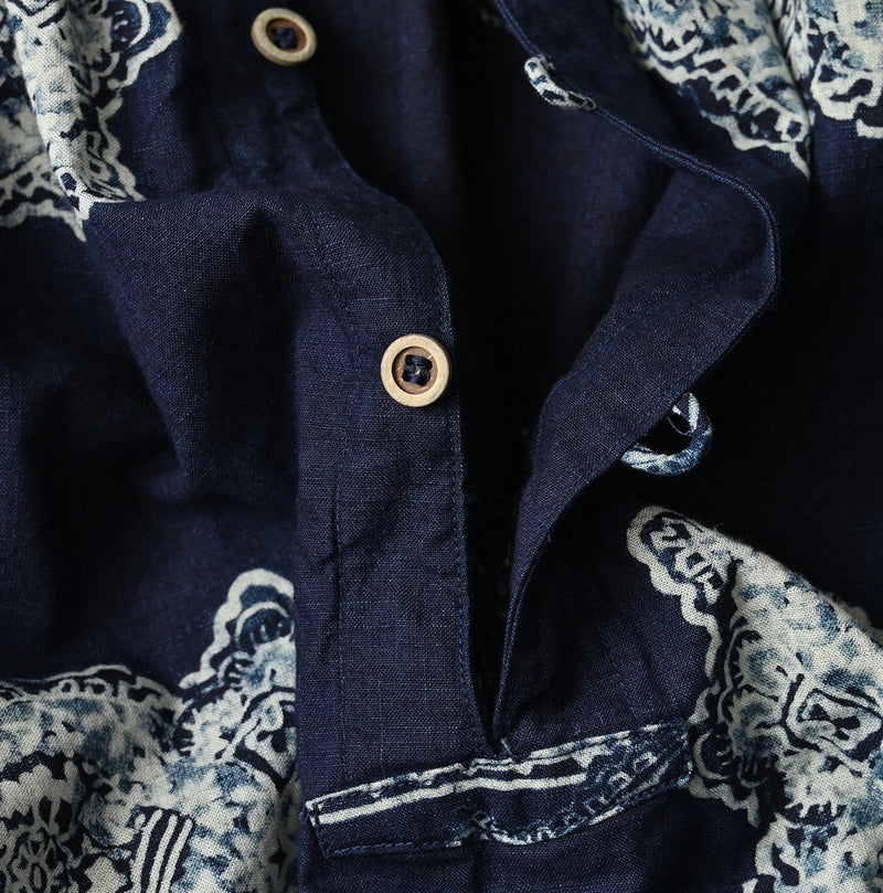 Indigo Khadi Bandana Paisley Smock Dress - Image 13
