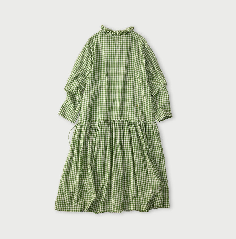 45R Gauze Gingham Frill Collar Dress - Image 13