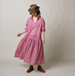 45R Gauze Gingham Frill Collar Dress