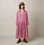 45R Gauze Gingham Frill Collar Dress