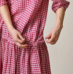 45R Gauze Gingham Frill Collar Dress
