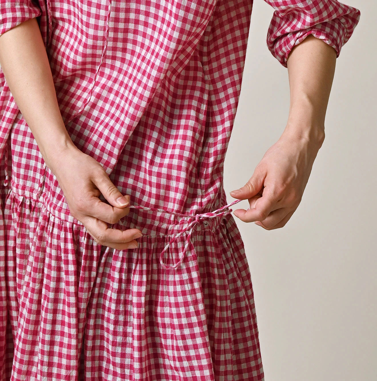 45R Gauze Gingham Frill Collar Dress - Image 10