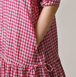 45R Gauze Gingham Frill Collar Dress