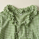 45R Gauze Gingham Frill Collar Dress