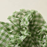 45R Gauze Gingham Frill Collar Dress