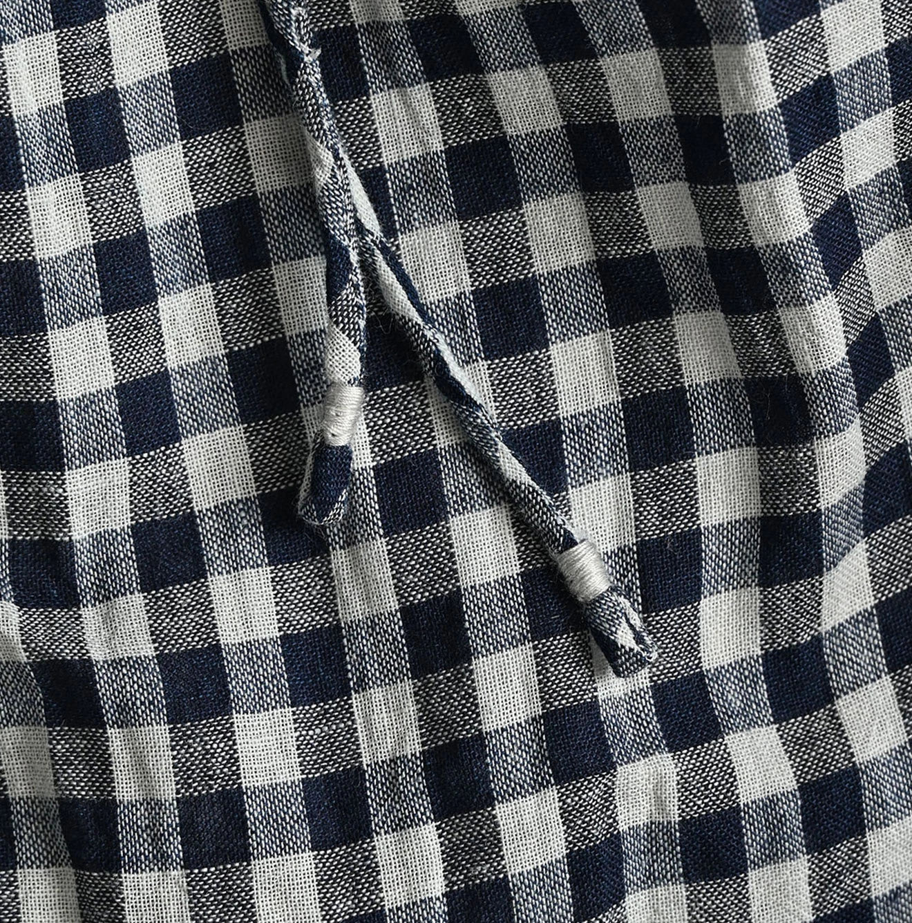 45R Indigo Gauze Gingham Frill Collar Dress - Image 18