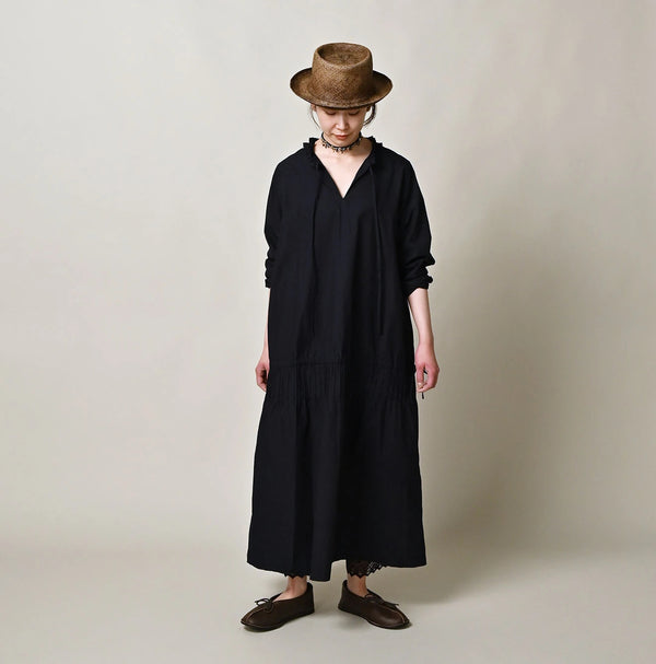 45R Indigo Batiste Frilled Collar Dress