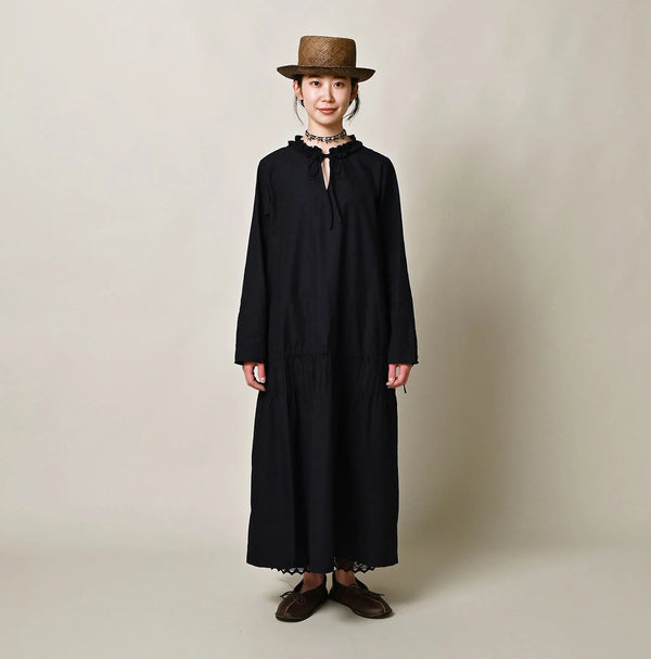 45R Indigo Batiste Frilled Collar Dress