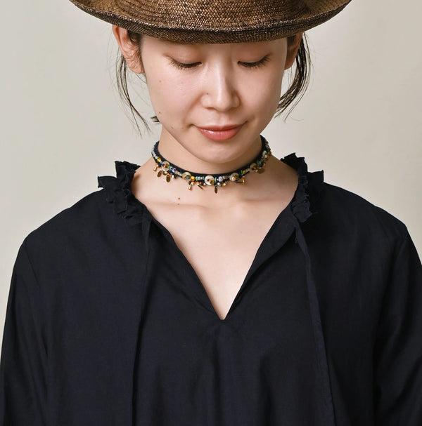 45R Indigo Batiste Frilled Collar Dress