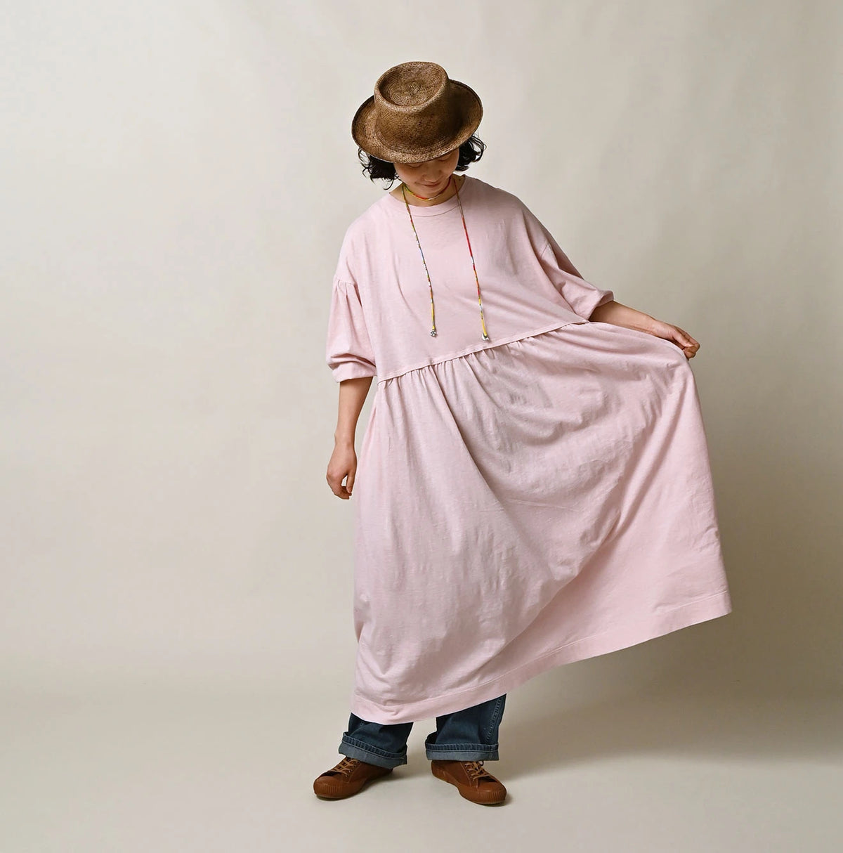 45R Tenjiku Puff Sleeve Dress