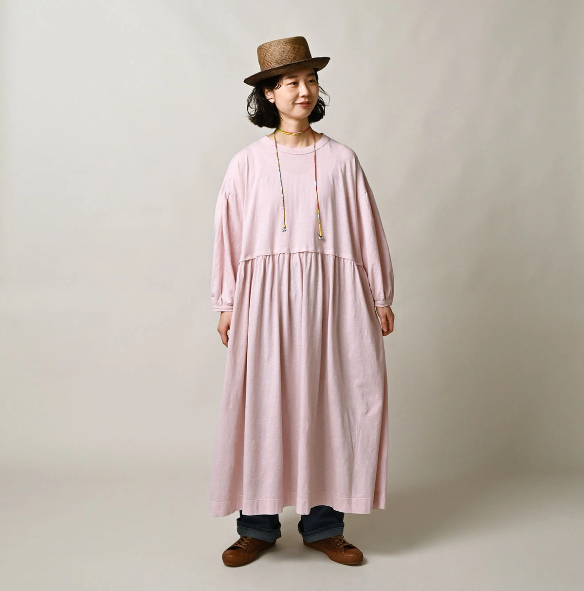 45R Tenjiku Puff Sleeve Dress