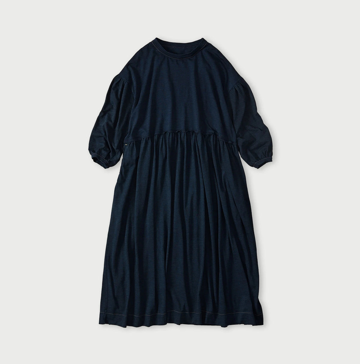 45R Indigo Tenjiku Puff Sleeve Dress