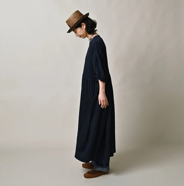 45R Indigo Tenjiku Puff Sleeve Dress