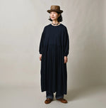 45R Indigo Tenjiku Puff Sleeve Dress