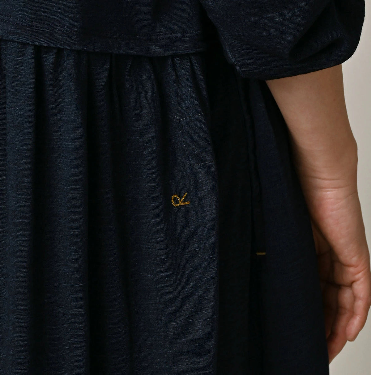 45R Indigo Tenjiku Puff Sleeve Dress