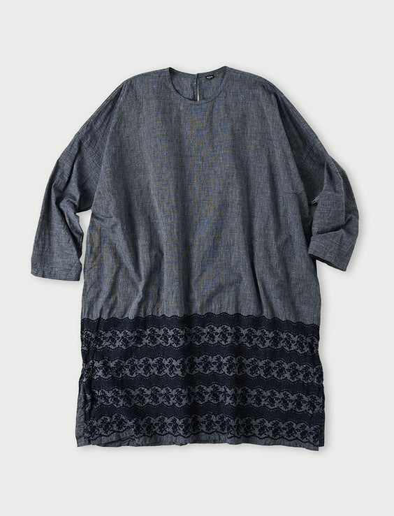 Indigo Hakeme Cutwork Dress