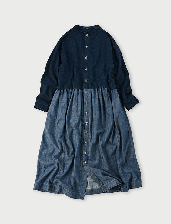 Indigo Denim Dekoboko Tenjiku Dress