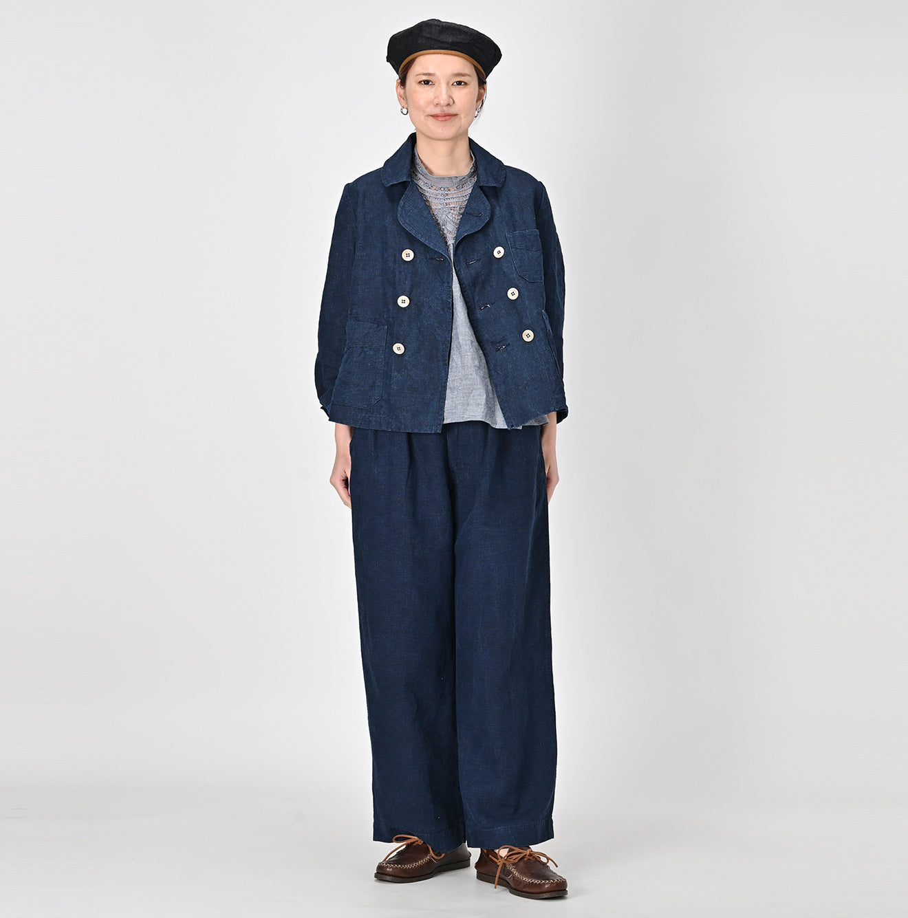 Indigo Linen Charlotte Baggy Pants – 45R Global