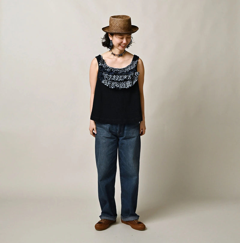 45R Indigo Mix Frill × Sweat Tank Top - Image 3