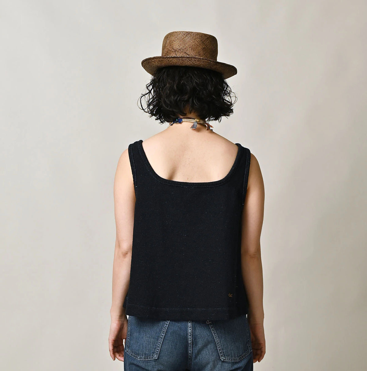 45R Indigo Mix Frill × Sweat Tank Top
