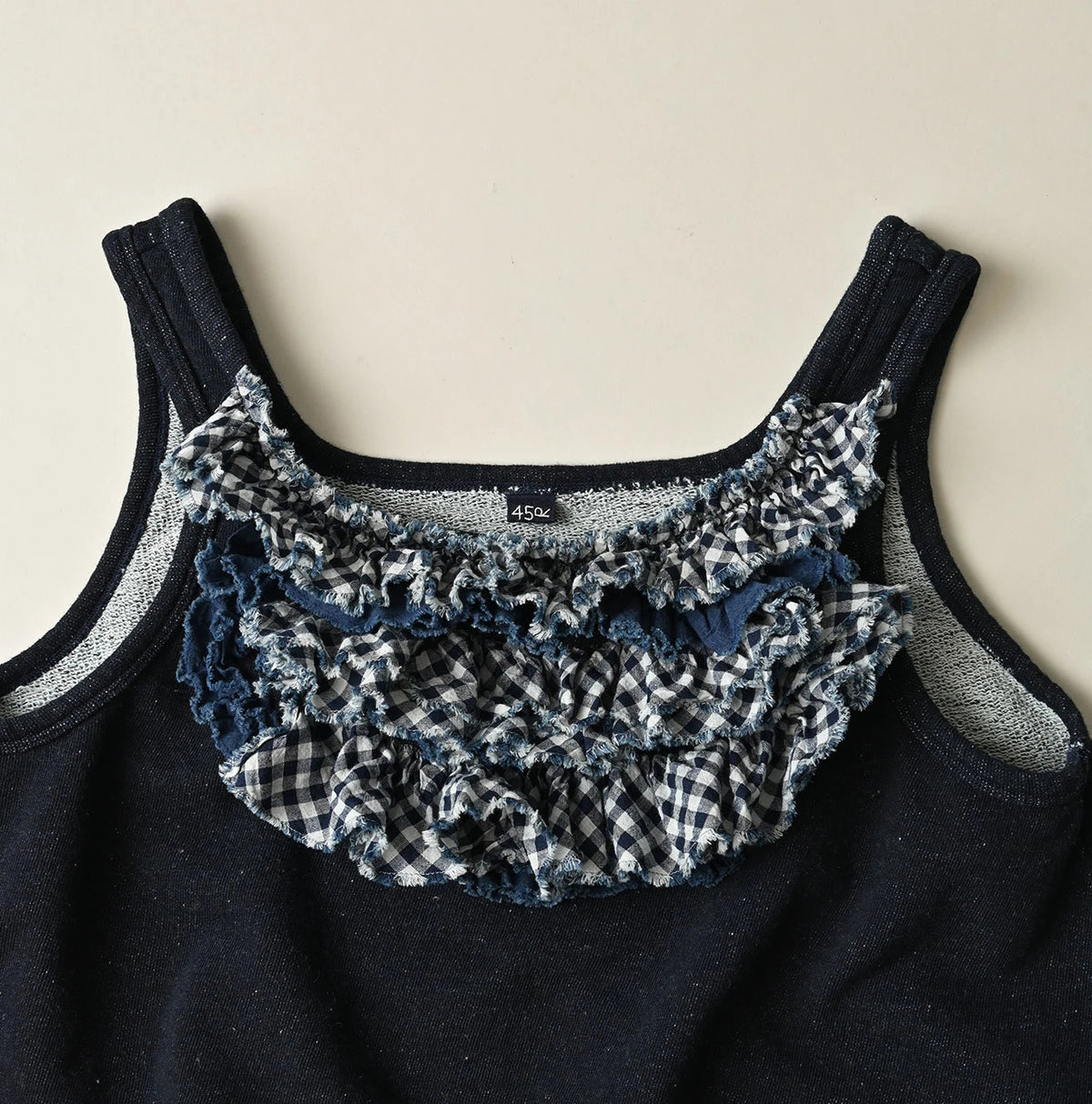 45R Indigo Mix Frill × Sweat Tank Top