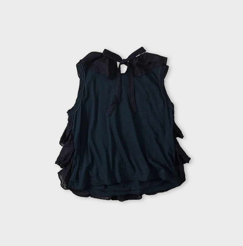 45R Indigo Tenjiku x Gauze Frilled Camisole - Image 10